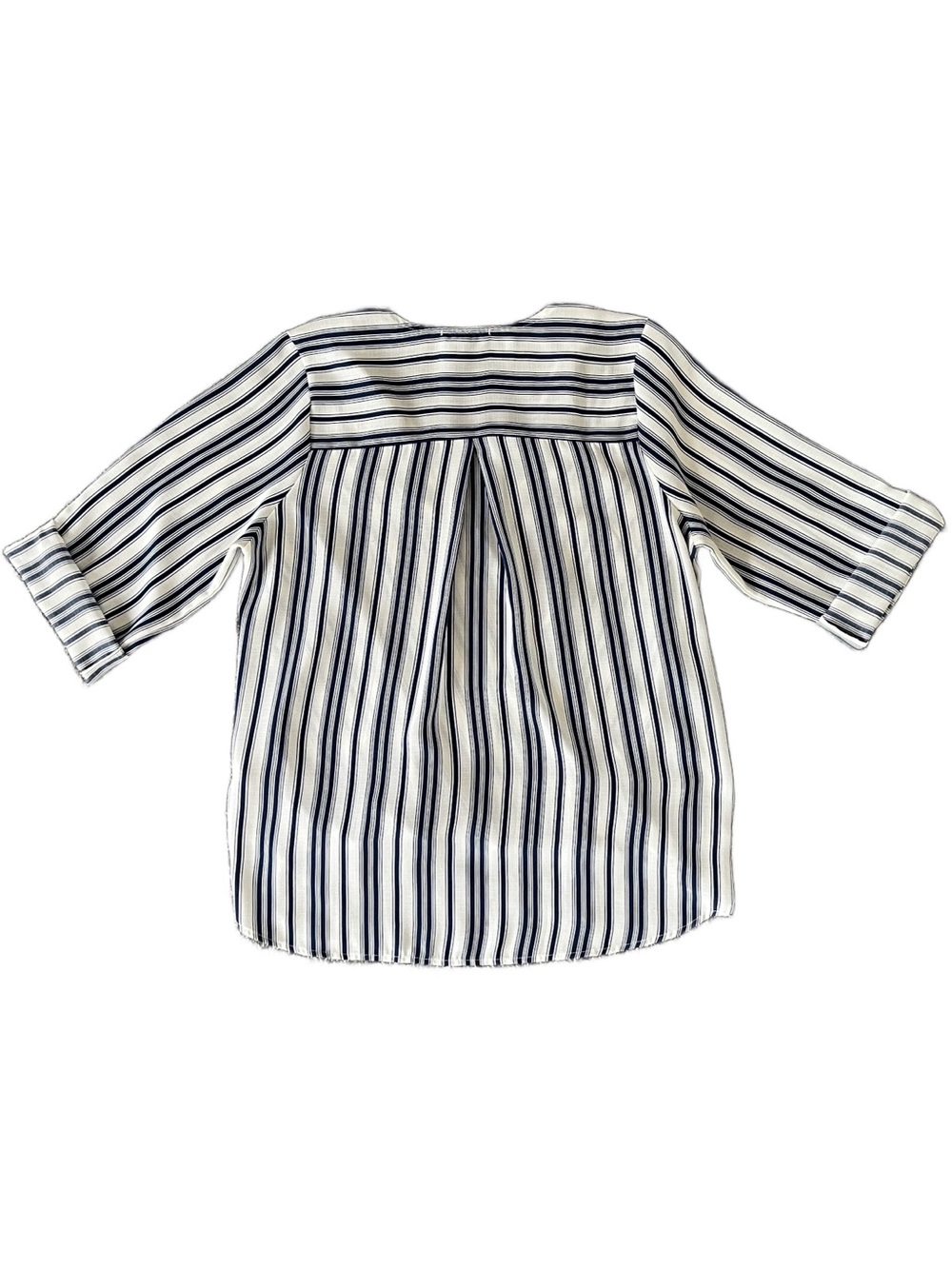 West Kei Navy and White Striped Wrap Blouse Size M - Picture 3 of 9